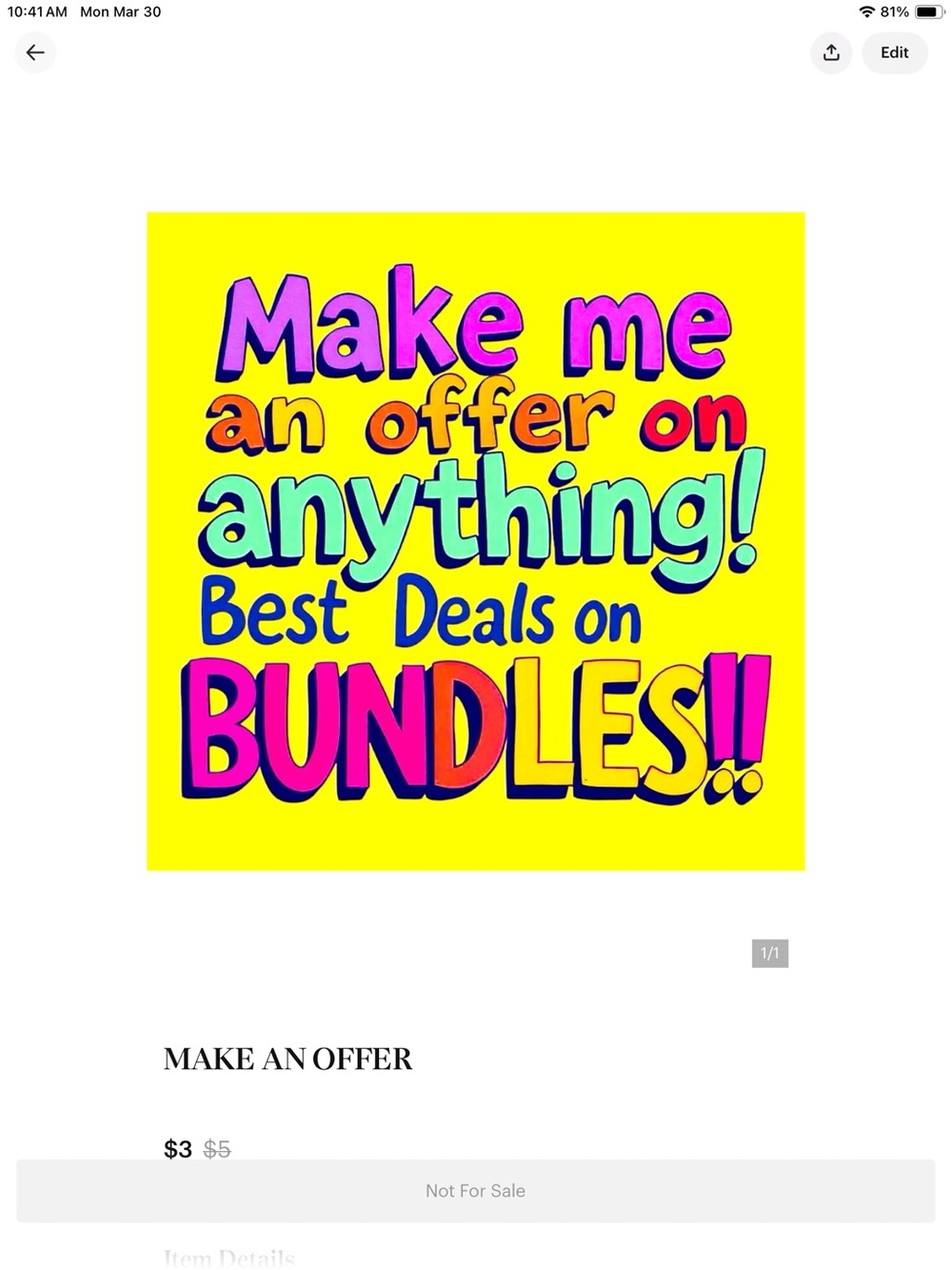 Always accepting offers